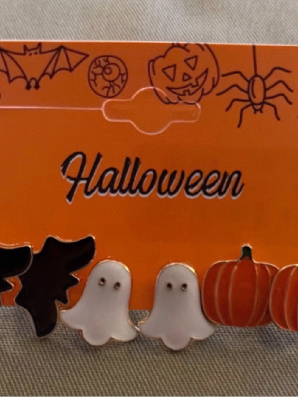 Kohl's Halloween Ghost, Bat and Pumpkin Earrings Set - Black, White & Orange